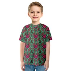 Retro 1880s Flowers Pattern 3 Kids  Sport Mesh T-shirt