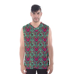 Retro 1880s Flowers Pattern 3 Men s Basketball Tank Top by violetheavensky