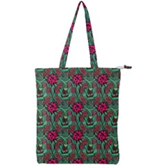 Retro 1880s Flowers Pattern 3 Double Zip Up Tote Bag by violetheavensky