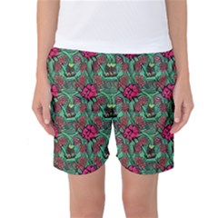 Retro 1880s Flowers Pattern 3 Women s Basketball Shorts