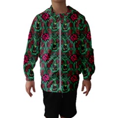 Retro 1880s Flowers Pattern 3 Kids  Hooded Windbreaker