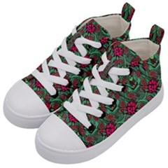 Retro 1880s Flowers Pattern 3 Kids  Mid-top Canvas Sneakers