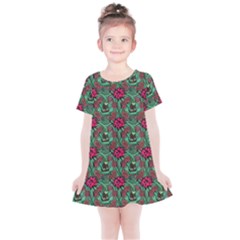 Retro 1880s Flowers Pattern 3 Kids  Simple Cotton Dress by violetheavensky