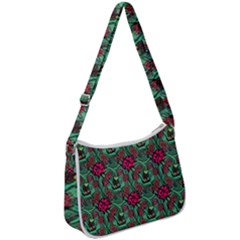 Retro 1880s Flowers Pattern 3 Zip Up Shoulder Bag