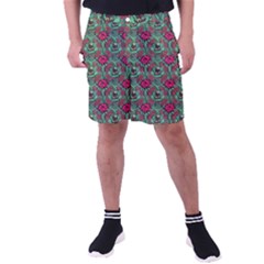 Retro 1880s Flowers Pattern 3 Men s Pocket Shorts by violetheavensky