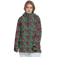 Retro 1880s Flowers Pattern 3 Women s Pullover Zip Ski And Snowboard Waterproof Breathable Jacket