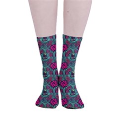 Retro 1880s Flowers Pattern 3 Smooth Crew Length Tube Socks