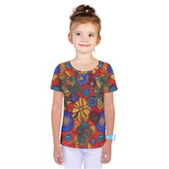 Mid Century Retro Floral 1970s 1960s Pattern 69 Kids  One Piece T-shirt