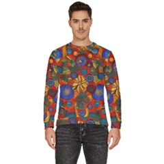 Mid Century Retro Floral 1970s 1960s Pattern 69 Men s Fleece Sweatshirt