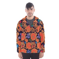 Mid Century Retro Floral 1970s 1960s Pattern 49 Men s Hooded Windbreaker