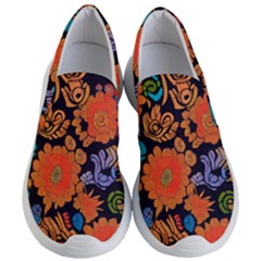 Mid Century Retro Floral 1970s 1960s Pattern 49 Women s Lightweight Slip Ons