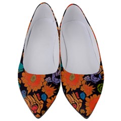 Mid Century Retro Floral 1970s 1960s Pattern 49 Women s Low Heels