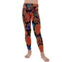 Mid Century Retro Floral 1970s 1960s Pattern 49 Kids  Lightweight Velour Leggings View1