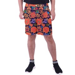 Mid Century Retro Floral 1970s 1960s Pattern 49 Men s Pocket Shorts by violetheavensky