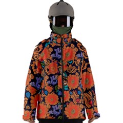 Mid Century Retro Floral 1970s 1960s Pattern 49 Men s Zip Ski And Snowboard Waterproof Breathable Jacket