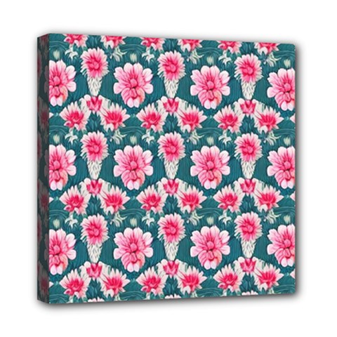 Retro 1880s Flowers Pattern 22 Mini Canvas 8  X 8  (stretched) by violetheavensky