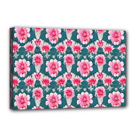 Retro 1880s Flowers Pattern 22 Canvas 18  X 12  (stretched) by violetheavensky