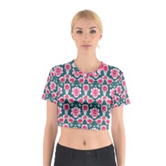 Retro 1880s Flowers Pattern 22 Cotton Crop Top