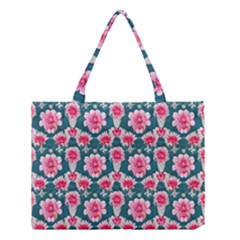 Retro 1880s Flowers Pattern 22 Medium Tote Bag