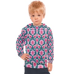 Retro 1880s Flowers Pattern 22 Kids  Hooded Pullover