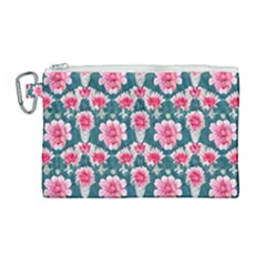 Retro 1880s Flowers Pattern 22 Canvas Cosmetic Bag (large)