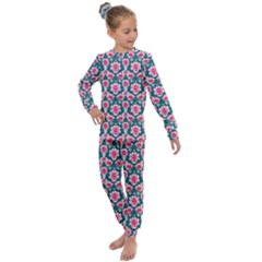 Retro 1880s Flowers Pattern 22 Kids  Long Sleeve Set 