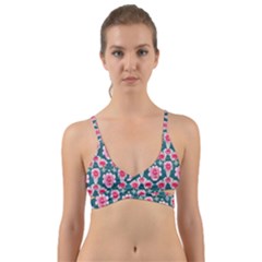 Retro 1880s Flowers Pattern 22 Wrap Around Bikini Top