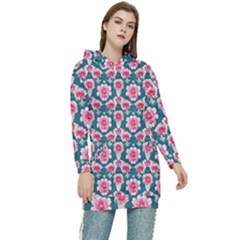 Retro 1880s Flowers Pattern 22 Women s Long Oversized Pullover Hoodie