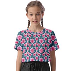 Retro 1880s Flowers Pattern 22 Kids  Basic T-shirt