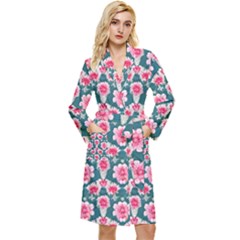 Retro 1880s Flowers Pattern 22 Long Sleeve Velvet Robe