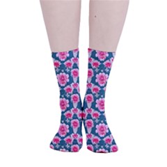 Retro 1880s Flowers Pattern 22 Smooth Crew Length Tube Socks