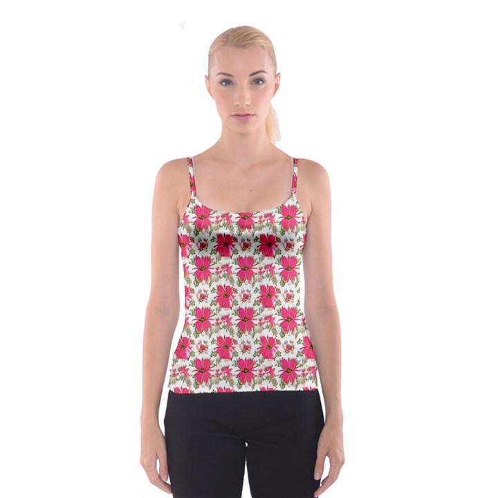 Retro 1880s Flowers Pattern 14 Spaghetti Strap Top