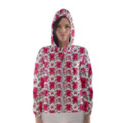 Retro 1880s Flowers Pattern 14 Women s Hooded Windbreaker