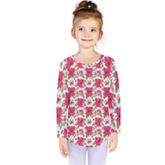 Retro 1880s Flowers Pattern 14 Kids  Long Sleeve T-shirt