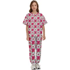 Retro 1880s Flowers Pattern 14 Kids  T-shirt And Pants Sports Set