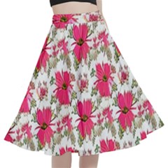 Retro 1880s Flowers Pattern 14 A-line Full Circle Midi Skirt With Pocket