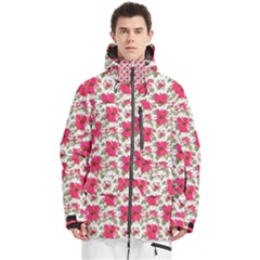 Retro 1880s Flowers Pattern 14 Men s Multi Pockets Zip Ski And Snowboard Waterproof Breathable Jacket