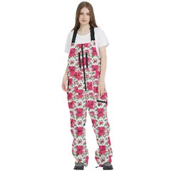 Retro 1880s Flowers Pattern 14 Women s Front Zip Ski And Snowboard Bib Pants