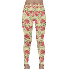 Retro 1880s Flowers Pattern 18 Classic Yoga Leggings by violetheavensky