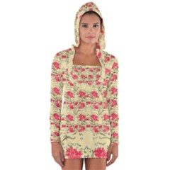 Retro 1880s Flowers Pattern 18 Long Sleeve Hooded T-shirt