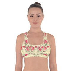 Retro 1880s Flowers Pattern 18 Cross Back Sports Bra by violetheavensky