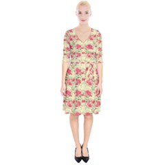 Retro 1880s Flowers Pattern 18 Wrap Up Cocktail Dress