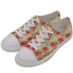 Retro 1880s Flowers Pattern 18 Men s Low Top Canvas Sneakers by violetheavensky