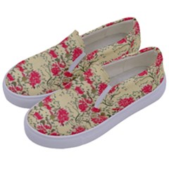 Retro 1880s Flowers Pattern 18 Kids  Canvas Slip Ons