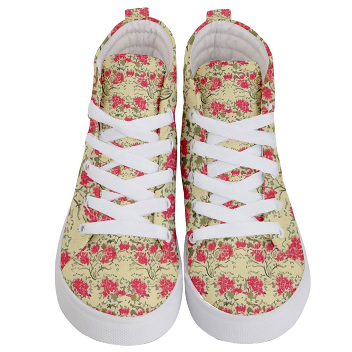 Retro 1880s Flowers Pattern 18 Kids  Hi-Top Skate Sneakers