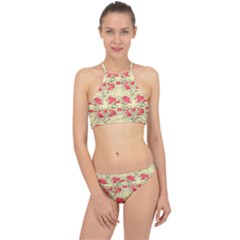 Retro 1880s Flowers Pattern 18 Halter Bikini Set