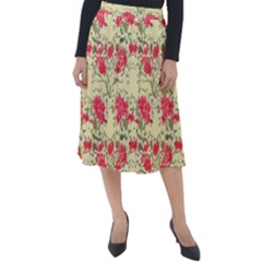 Retro 1880s Flowers Pattern 18 Classic Velour Midi Skirt 