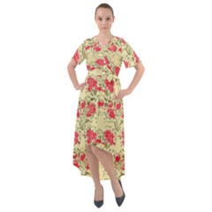 Retro 1880s Flowers Pattern 18 Front Wrap High Low Dress