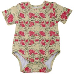 Retro 1880s Flowers Pattern 18 Baby Short Sleeve Bodysuit by violetheavensky