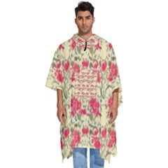 Retro 1880s Flowers Pattern 18 Men s Hooded Rain Ponchos